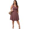 imagePOSESHE Womens Plus Size Dresses Sleeveless Wrap VNeck Sundress Casual Summer Wedding Guest Cocktail Dress with Pockets06bean Red