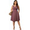 imagePOSESHE Womens Plus Size Dresses Sleeveless Wrap VNeck Sundress Casual Summer Wedding Guest Cocktail Dress with Pockets06bean Red