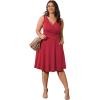 imagePOSESHE Womens Plus Size Dresses Sleeveless Wrap VNeck Sundress Casual Summer Wedding Guest Cocktail Dress with Pockets06dark Red