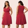 imagePOSESHE Womens Plus Size Dresses Sleeveless Wrap VNeck Sundress Casual Summer Wedding Guest Cocktail Dress with Pockets06dark Red
