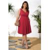 imagePOSESHE Womens Plus Size Dresses Sleeveless Wrap VNeck Sundress Casual Summer Wedding Guest Cocktail Dress with Pockets06dark Red