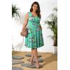 imagePOSESHE Womens Plus Size Dresses Sleeveless Wrap VNeck Sundress Casual Summer Wedding Guest Cocktail Dress with Pockets06green Flower