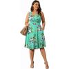imagePOSESHE Womens Plus Size Dresses Sleeveless Wrap VNeck Sundress Casual Summer Wedding Guest Cocktail Dress with Pockets06green Flower
