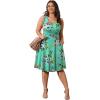 imagePOSESHE Womens Plus Size Dresses Sleeveless Wrap VNeck Sundress Casual Summer Wedding Guest Cocktail Dress with Pockets06green Flower