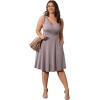 imagePOSESHE Womens Plus Size Dresses Sleeveless Wrap VNeck Sundress Casual Summer Wedding Guest Cocktail Dress with Pockets06grey