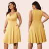 imagePOSESHE Womens Plus Size Dresses Sleeveless Wrap VNeck Sundress Casual Summer Wedding Guest Cocktail Dress with Pockets06khaki