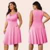 imagePOSESHE Womens Plus Size Dresses Sleeveless Wrap VNeck Sundress Casual Summer Wedding Guest Cocktail Dress with Pockets06pink