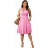 imagePOSESHE Womens Plus Size Dresses Sleeveless Wrap VNeck Sundress Casual Summer Wedding Guest Cocktail Dress with Pockets06pink