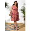 imagePOSESHE Womens Plus Size Dresses Sleeveless Wrap VNeck Sundress Casual Summer Wedding Guest Cocktail Dress with Pockets06pink Flower