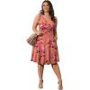 imagePOSESHE Womens Plus Size Dresses Sleeveless Wrap VNeck Sundress Casual Summer Wedding Guest Cocktail Dress with Pockets06pink Flower