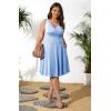imagePOSESHE Womens Plus Size Dresses Sleeveless Wrap VNeck Sundress Casual Summer Wedding Guest Cocktail Dress with Pockets06sky Blue