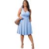 imagePOSESHE Womens Plus Size Dresses Sleeveless Wrap VNeck Sundress Casual Summer Wedding Guest Cocktail Dress with Pockets06sky Blue