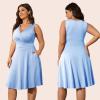 imagePOSESHE Womens Plus Size Dresses Sleeveless Wrap VNeck Sundress Casual Summer Wedding Guest Cocktail Dress with Pockets06sky Blue