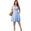 imagePOSESHE Womens Plus Size Dresses Sleeveless Wrap VNeck Sundress Casual Summer Wedding Guest Cocktail Dress with Pockets06sky Blue