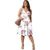 imagePOSESHE Womens Plus Size Dresses Sleeveless Wrap VNeck Sundress Casual Summer Wedding Guest Cocktail Dress with Pockets06white Flower