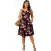 imagePOSESHE Womens Plus Size Dresses Sleeveless Wrap VNeck Sundress Casual Summer Wedding Guest Cocktail Dress with Pockets06wine Red Flower