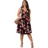 imagePOSESHE Womens Plus Size Dresses Sleeveless Wrap VNeck Sundress Casual Summer Wedding Guest Cocktail Dress with Pockets06wine Red Flower