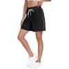 imagePOSESHE Womens Plus Size Running Shorts Casual Summer Athletic Workout Shorts High Waisted Gym Yoga Lounge Shorts PantsB01 Black