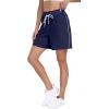 imagePOSESHE Womens Plus Size Running Shorts Casual Summer Athletic Workout Shorts High Waisted Gym Yoga Lounge Shorts PantsB03 Blue