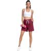 imagePOSESHE Womens Plus Size Running Shorts Casual Summer Athletic Workout Shorts High Waisted Gym Yoga Lounge Shorts PantsB06 Burgundy