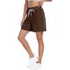 imagePOSESHE Womens Plus Size Running Shorts Casual Summer Athletic Workout Shorts High Waisted Gym Yoga Lounge Shorts PantsB09 Coffee