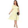 imagePOSESHE Womens Plus Size Summer Dress 2024 Casual Short Sleeve Empire Waist Loose Fit Swing TShirt Dress with PocketsB13apricot Flower