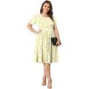 imagePOSESHE Womens Plus Size Summer Dress 2024 Casual Short Sleeve Empire Waist Loose Fit Swing TShirt Dress with PocketsB13apricot Flower