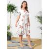 imagePOSESHE Womens Plus Size Summer Dress 2024 Casual Short Sleeve Empire Waist Loose Fit Swing TShirt Dress with PocketsB14rose Leaf