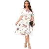 imagePOSESHE Womens Plus Size Summer Dress 2024 Casual Short Sleeve Empire Waist Loose Fit Swing TShirt Dress with PocketsB14rose Leaf