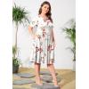 imagePOSESHE Womens Plus Size Summer Dress 2024 Casual Short Sleeve Empire Waist Loose Fit Swing TShirt Dress with PocketsB14rose Leaf
