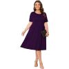 imagePOSESHE Womens Plus Size Summer Dress 2024 Casual Short Sleeve Empire Waist Loose Fit Swing TShirt Dress with PocketsB15purple