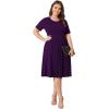 imagePOSESHE Womens Plus Size Summer Dress 2024 Casual Short Sleeve Empire Waist Loose Fit Swing TShirt Dress with PocketsB15purple