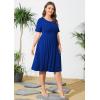 imagePOSESHE Womens Plus Size Summer Dress 2024 Casual Short Sleeve Empire Waist Loose Fit Swing TShirt Dress with PocketsB16royal Blue