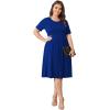 imagePOSESHE Womens Plus Size Summer Dress 2024 Casual Short Sleeve Empire Waist Loose Fit Swing TShirt Dress with PocketsB16royal Blue