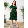imagePOSESHE Womens Plus Size Summer Dress 2024 Casual Short Sleeve Empire Waist Loose Fit Swing TShirt Dress with PocketsB17leaf Green