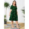 imagePOSESHE Womens Plus Size Summer Dress 2024 Casual Short Sleeve Empire Waist Loose Fit Swing TShirt Dress with PocketsB17leaf Green