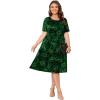 imagePOSESHE Womens Plus Size Summer Dress 2024 Casual Short Sleeve Empire Waist Loose Fit Swing TShirt Dress with PocketsB17leaf Green