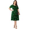 imagePOSESHE Womens Plus Size Summer Dress 2024 Casual Short Sleeve Empire Waist Loose Fit Swing TShirt Dress with PocketsB17leaf Green