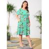 imagePOSESHE Womens Plus Size Summer Dress 2024 Casual Short Sleeve Empire Waist Loose Fit Swing TShirt Dress with PocketsB19green Floral