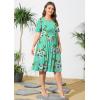 imagePOSESHE Womens Plus Size Summer Dress 2024 Casual Short Sleeve Empire Waist Loose Fit Swing TShirt Dress with PocketsB19green Floral