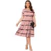 imagePOSESHE Womens Plus Size Summer Dress 2024 Casual Short Sleeve Empire Waist Loose Fit Swing TShirt Dress with PocketsB1bean Red