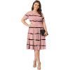 imagePOSESHE Womens Plus Size Summer Dress 2024 Casual Short Sleeve Empire Waist Loose Fit Swing TShirt Dress with PocketsB1bean Red