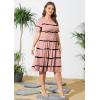 imagePOSESHE Womens Plus Size Summer Dress 2024 Casual Short Sleeve Empire Waist Loose Fit Swing TShirt Dress with PocketsB1bean Red