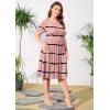 imagePOSESHE Womens Plus Size Summer Dress 2024 Casual Short Sleeve Empire Waist Loose Fit Swing TShirt Dress with PocketsB1bean Red