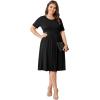 imagePOSESHE Womens Plus Size Summer Dress 2024 Casual Short Sleeve Empire Waist Loose Fit Swing TShirt Dress with PocketsB1black
