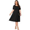 imagePOSESHE Womens Plus Size Summer Dress 2024 Casual Short Sleeve Empire Waist Loose Fit Swing TShirt Dress with PocketsB1black