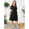 imagePOSESHE Womens Plus Size Summer Dress 2024 Casual Short Sleeve Empire Waist Loose Fit Swing TShirt Dress with PocketsB1black