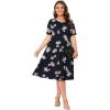 imagePOSESHE Womens Plus Size Summer Dress 2024 Casual Short Sleeve Empire Waist Loose Fit Swing TShirt Dress with PocketsB1blue Lily