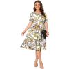 imagePOSESHE Womens Plus Size Summer Dress 2024 Casual Short Sleeve Empire Waist Loose Fit Swing TShirt Dress with PocketsB1white Phoenix