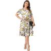 imagePOSESHE Womens Plus Size Summer Dress 2024 Casual Short Sleeve Empire Waist Loose Fit Swing TShirt Dress with PocketsB1white Phoenix